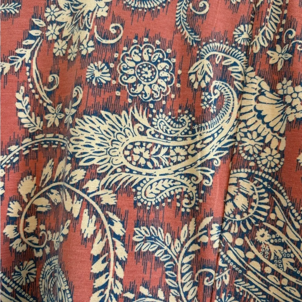 NWOT J. Jill Pure Jill Pink Border Print Maxi Dress Size M | Boho Cotton V-Neck - Picture 8 of 10